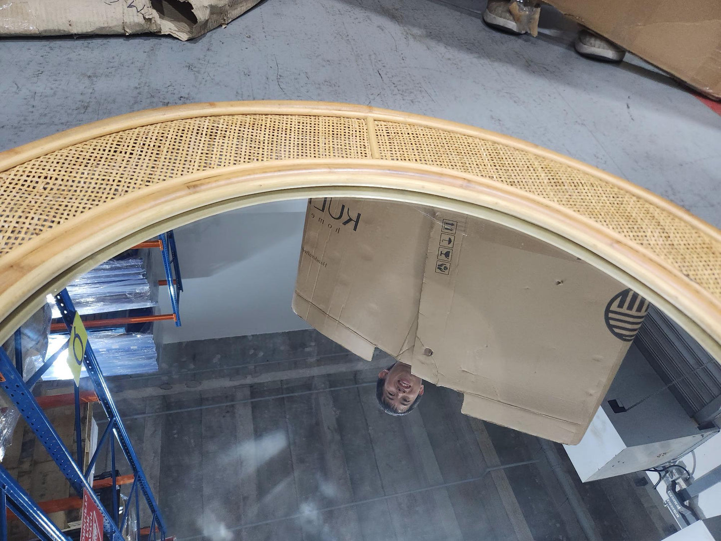 SALE - Hand Woven Full Rattan Mirror "Maharani" - 200 x 100 cm - Small Dent on Glass