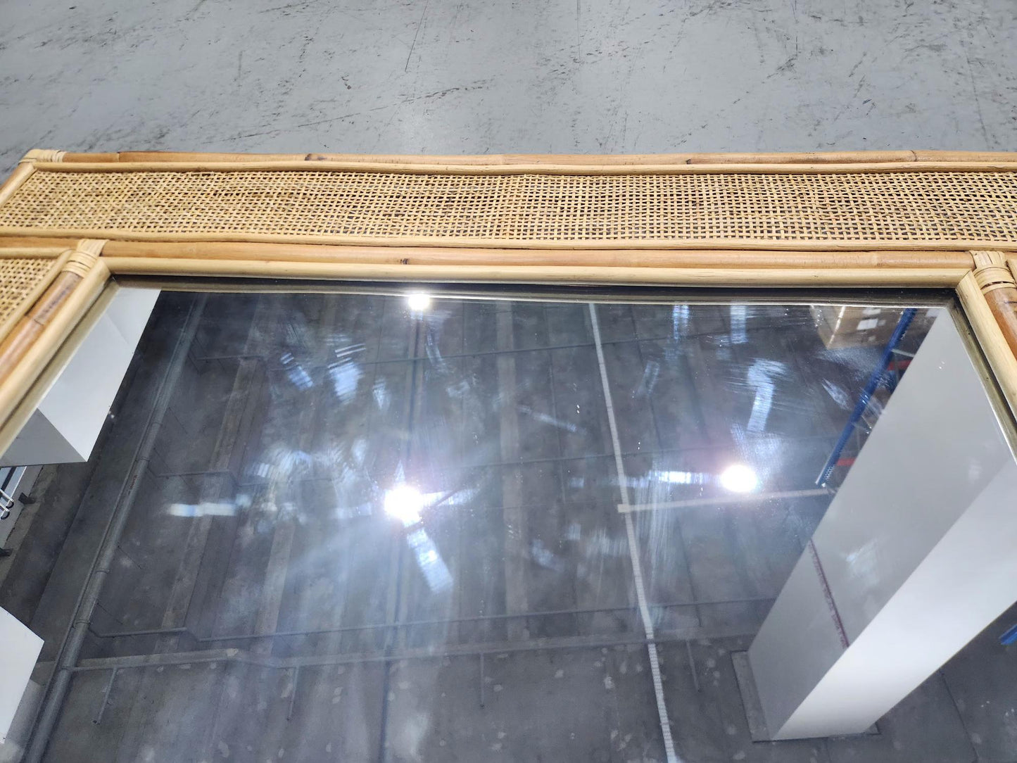 SALE - Hand Woven Full Rattan Mirror "Maharani" - 200 x 100 cm - Small Dent on Glass