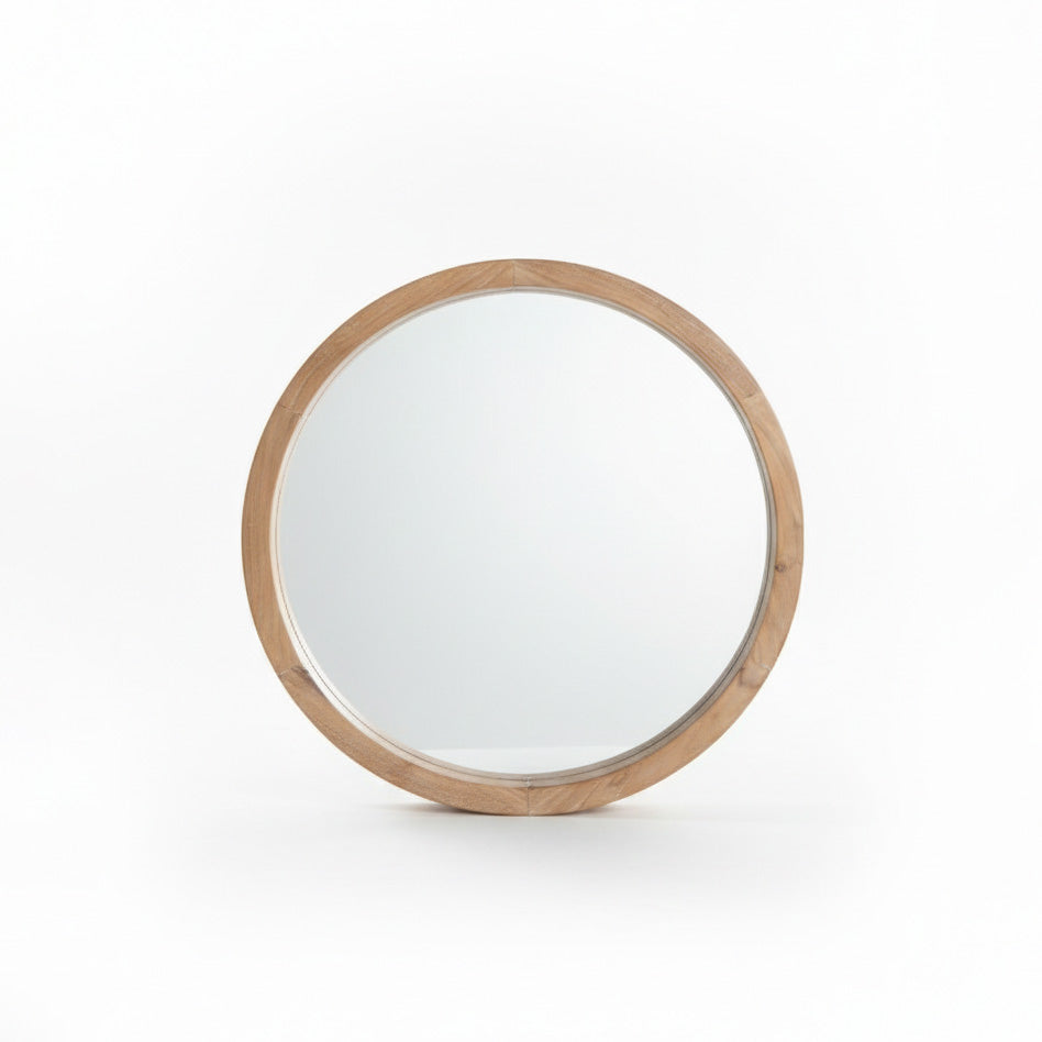 Wooden Round Mirror "Alam" - Natural - 60 cm