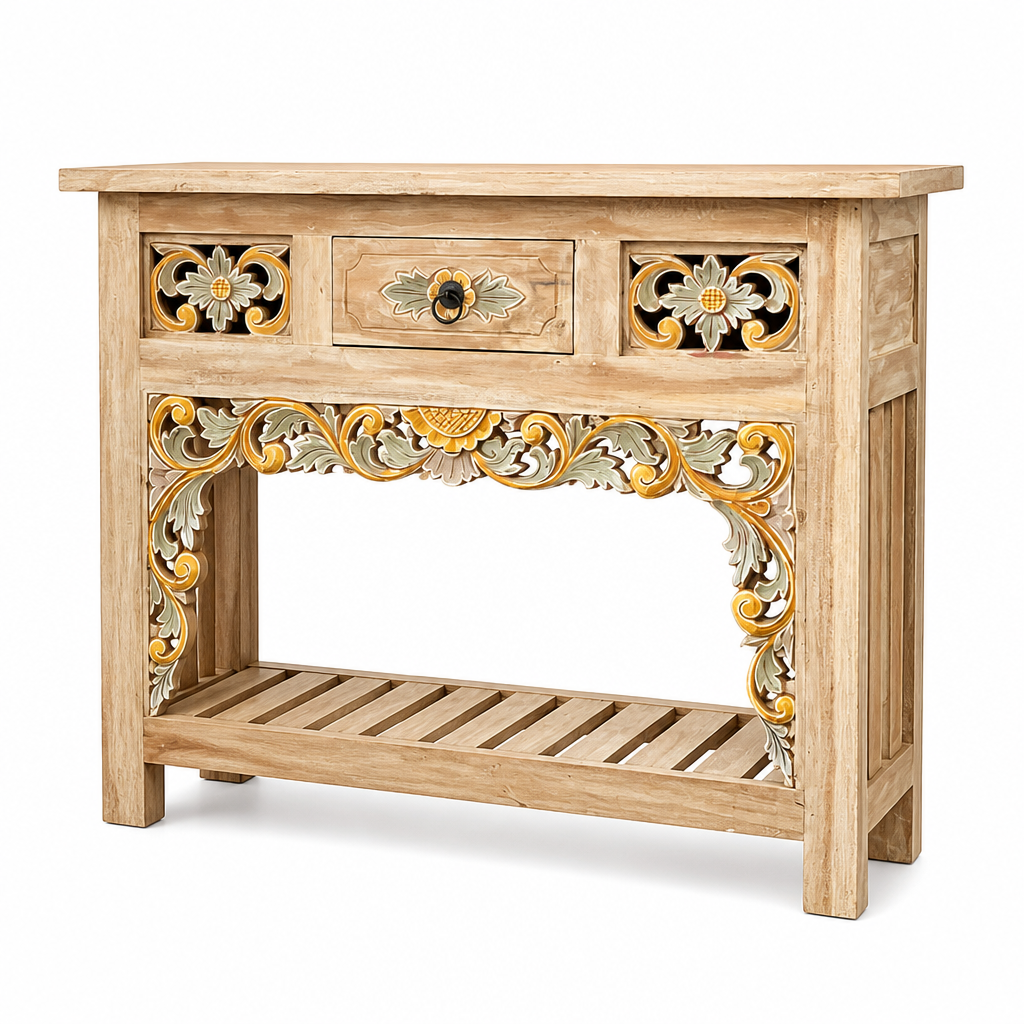 Hand-Carved Wooden Console Table “Sukawati” - 120 × 90 cm