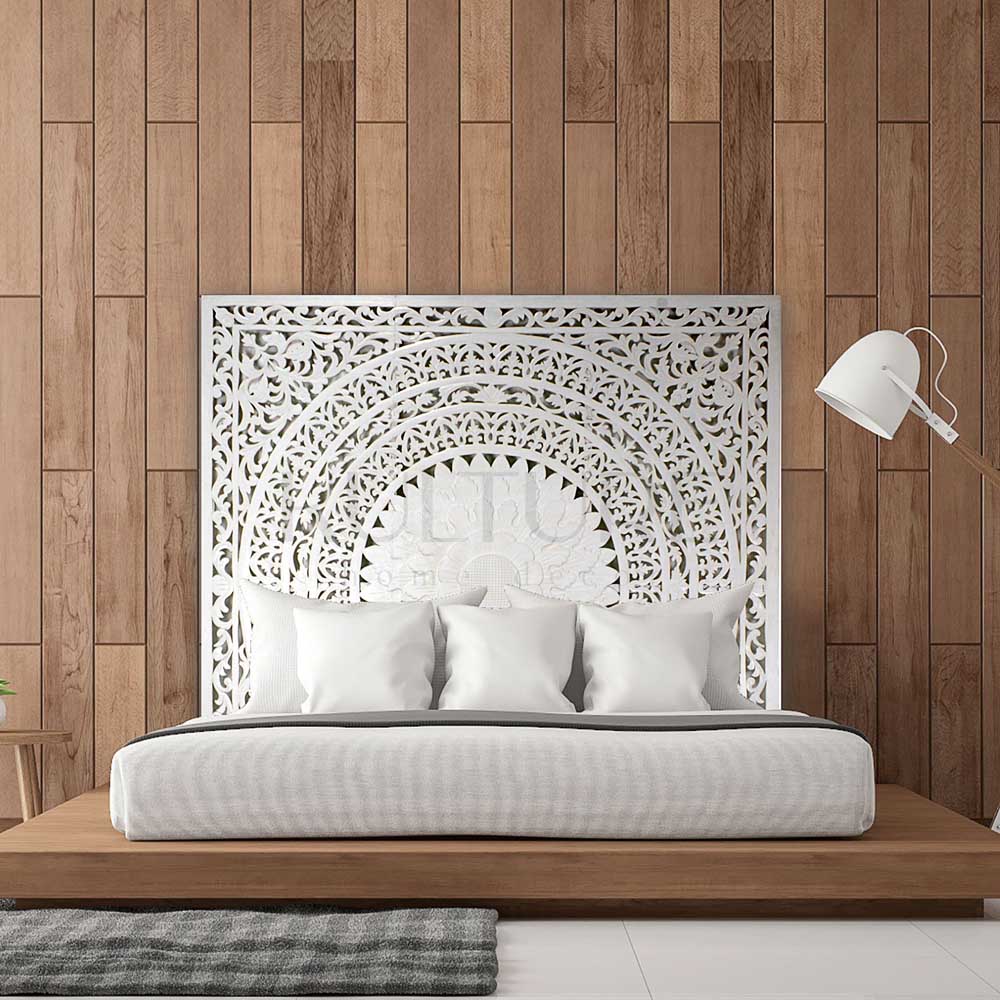 bed headboard seruni white wash bali design hand carved hand made home decorative house furniture wood material bed headboard design bed headboard ideas bed headboard panels worldwide shipping