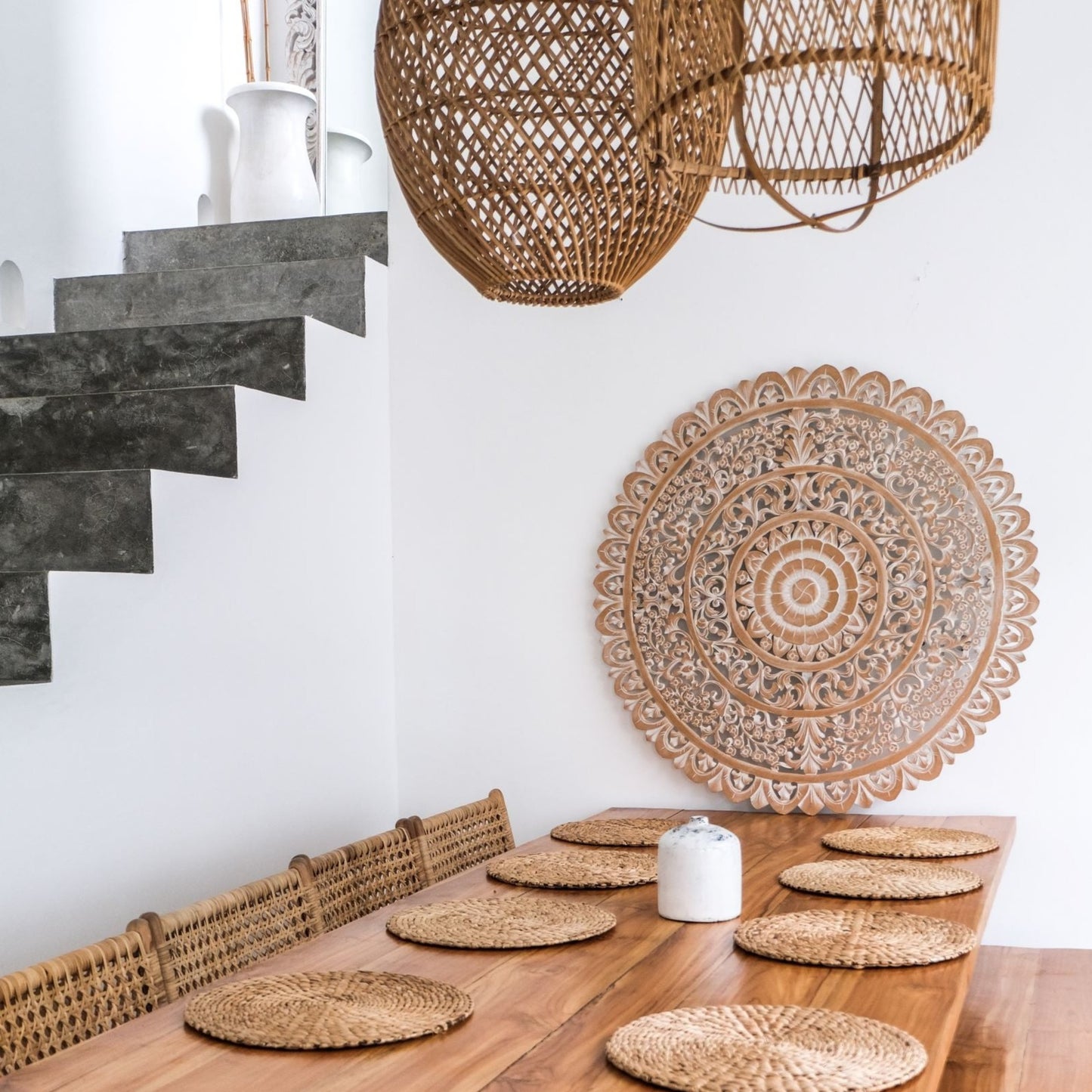 Carved Decorative Mandala "Semanggi" - 110 cm