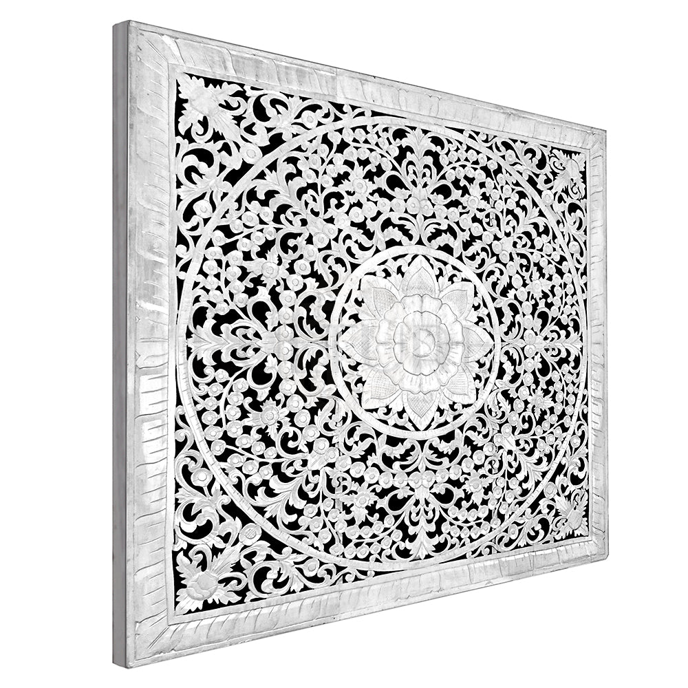 bed headboard anggrek white wash bali design hand carved hand made home decorative house furniture wood material