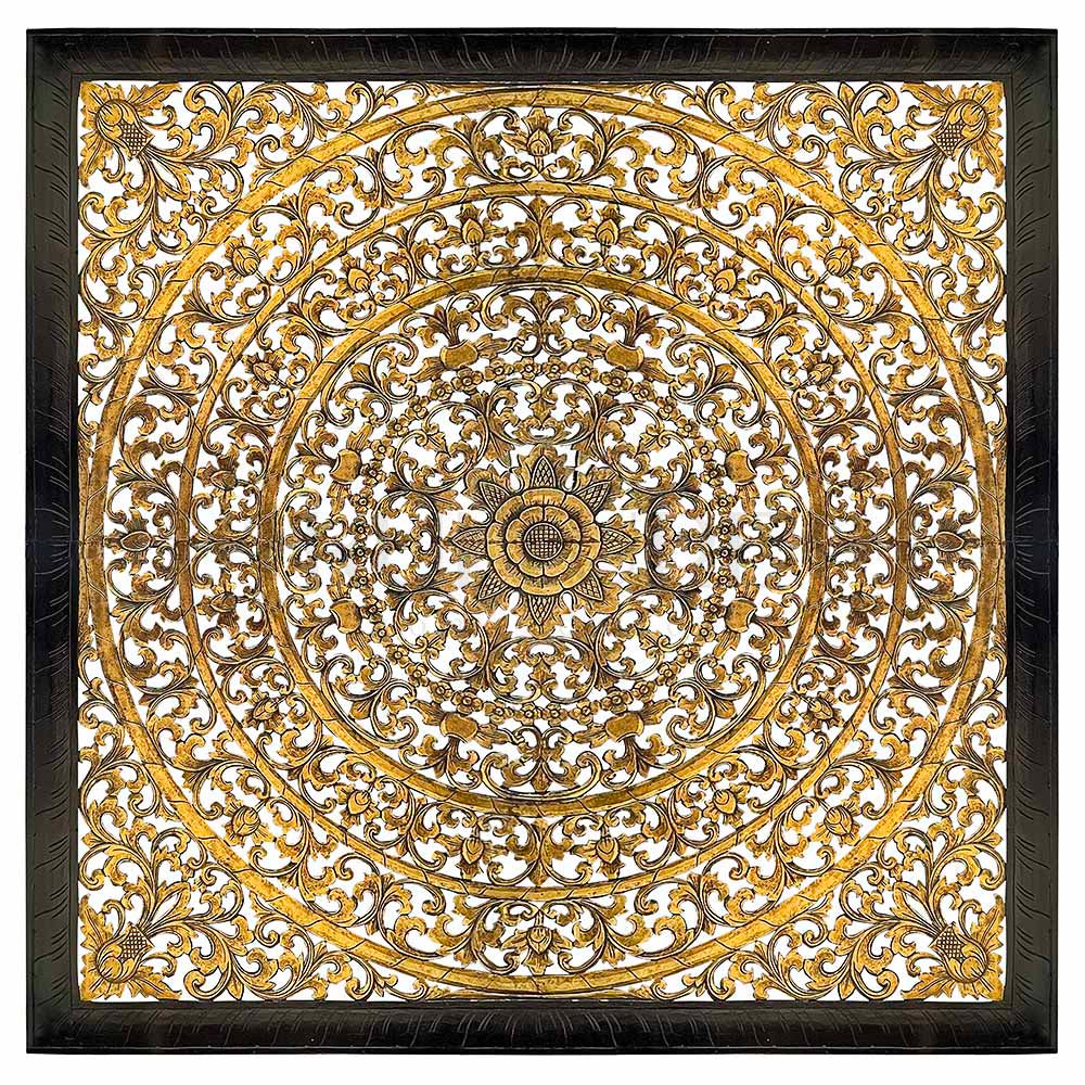 king size mandala bed headboard rampai gold wash bali design hand carved hand made decorative house furniture wood material decorative wall panels decorative wood panels decorative panel board balinese wall art