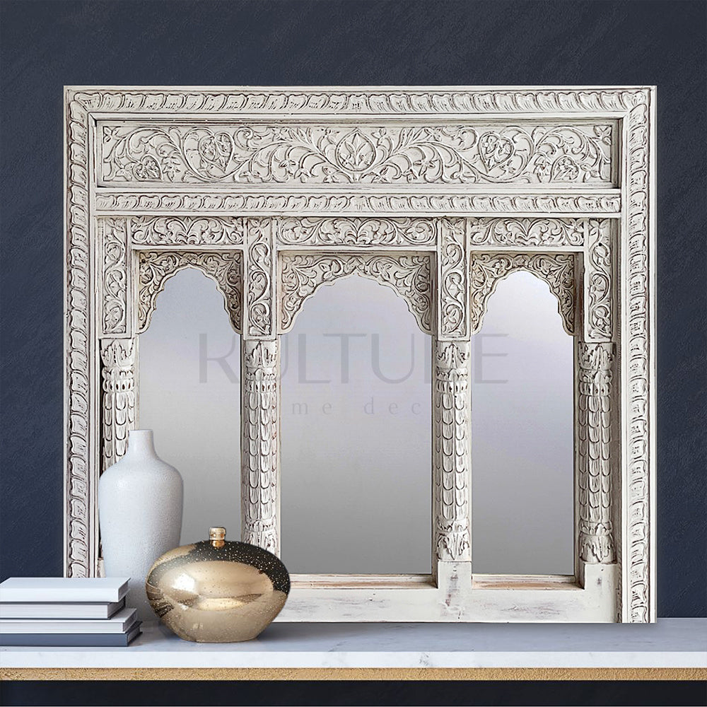 wood mirror jenggala white wash bali design hand carved hand made home decorative house furniture wood material
