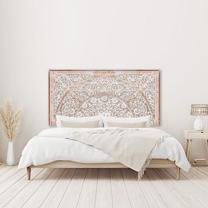 Carved Bed Headboard - Sumber Antic Wash