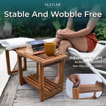 New Teak Shower Bench [Expandable from 17" to 30"]  - US