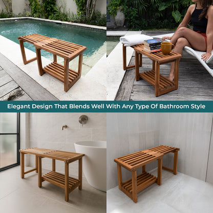 New Teak Shower Bench [Expandable from 17" to 30"]  - US