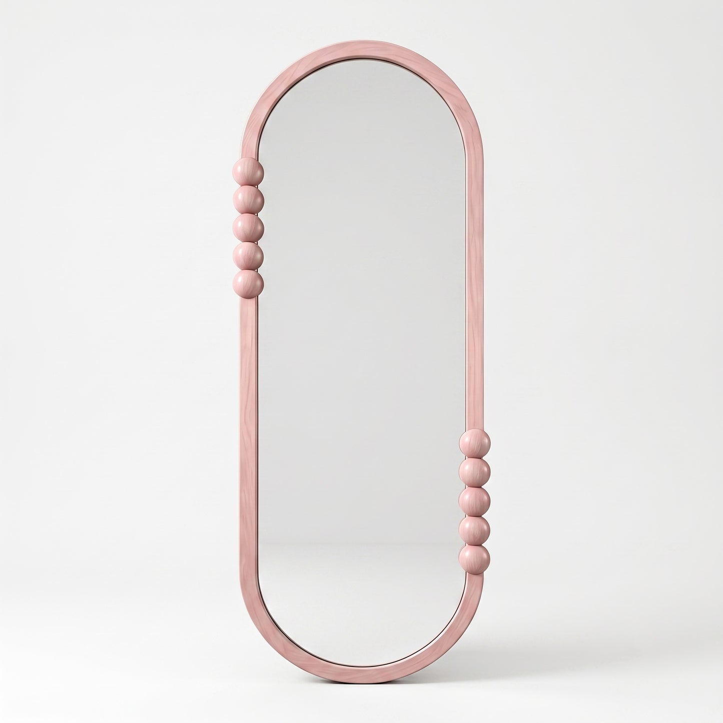 Wooden Mid-Century Mirror 'Noemi' - Pink -  160 x 60 cm