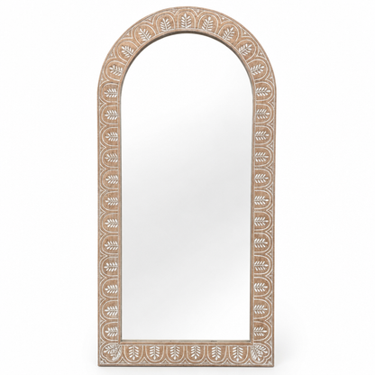 Hand Carved Mirror "Dedari" - Antic Wash - 180 x 90 cm
