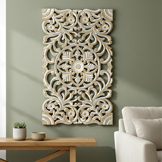 Decorative Panel "Azalea" - Gold Antic Wash - 100 x 60 cm