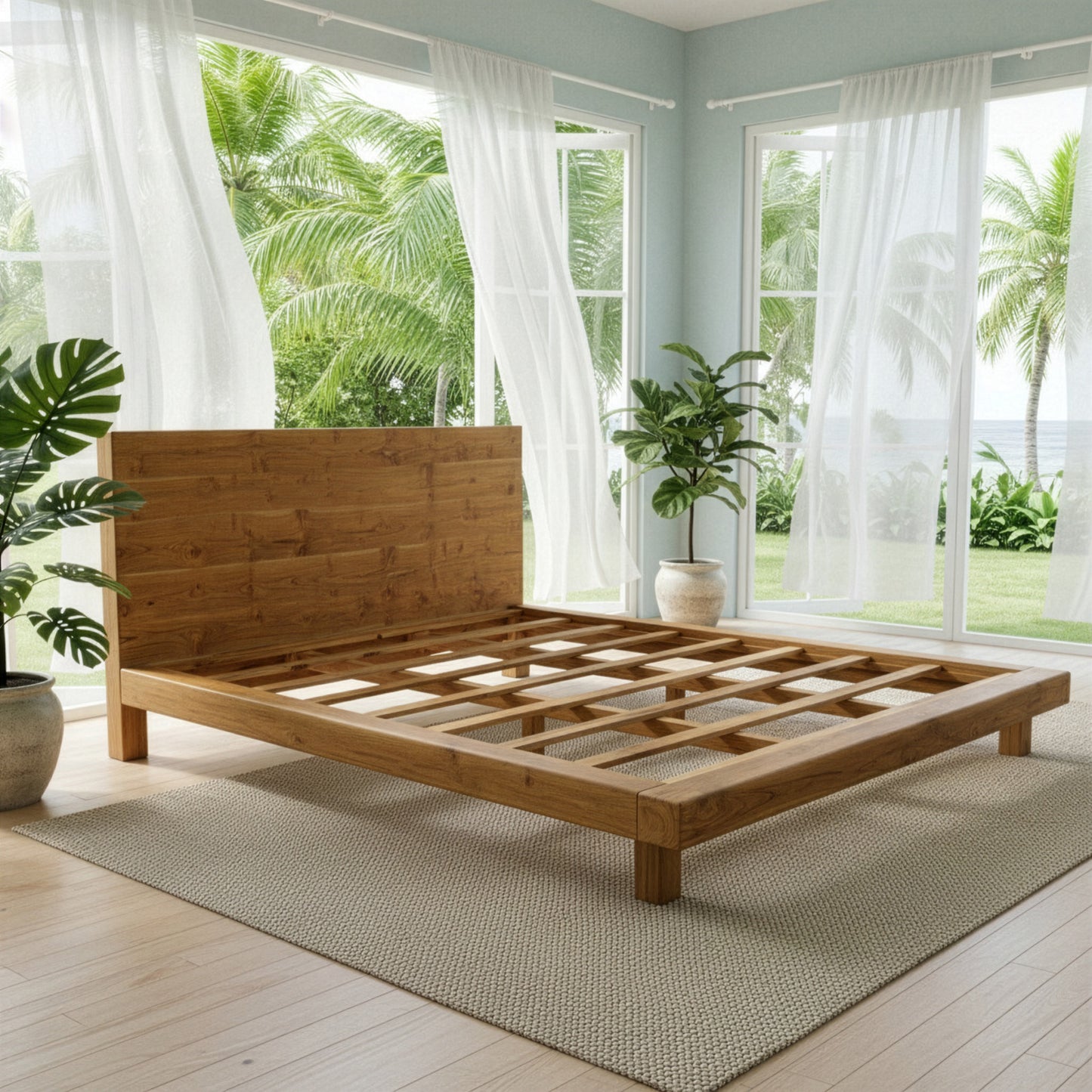 Teak Wooden Bed Frame "Kanav" - King Size