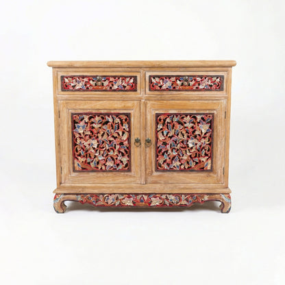 Wooden Carved Console Cabinet With Storage "Sela" - 100 cm