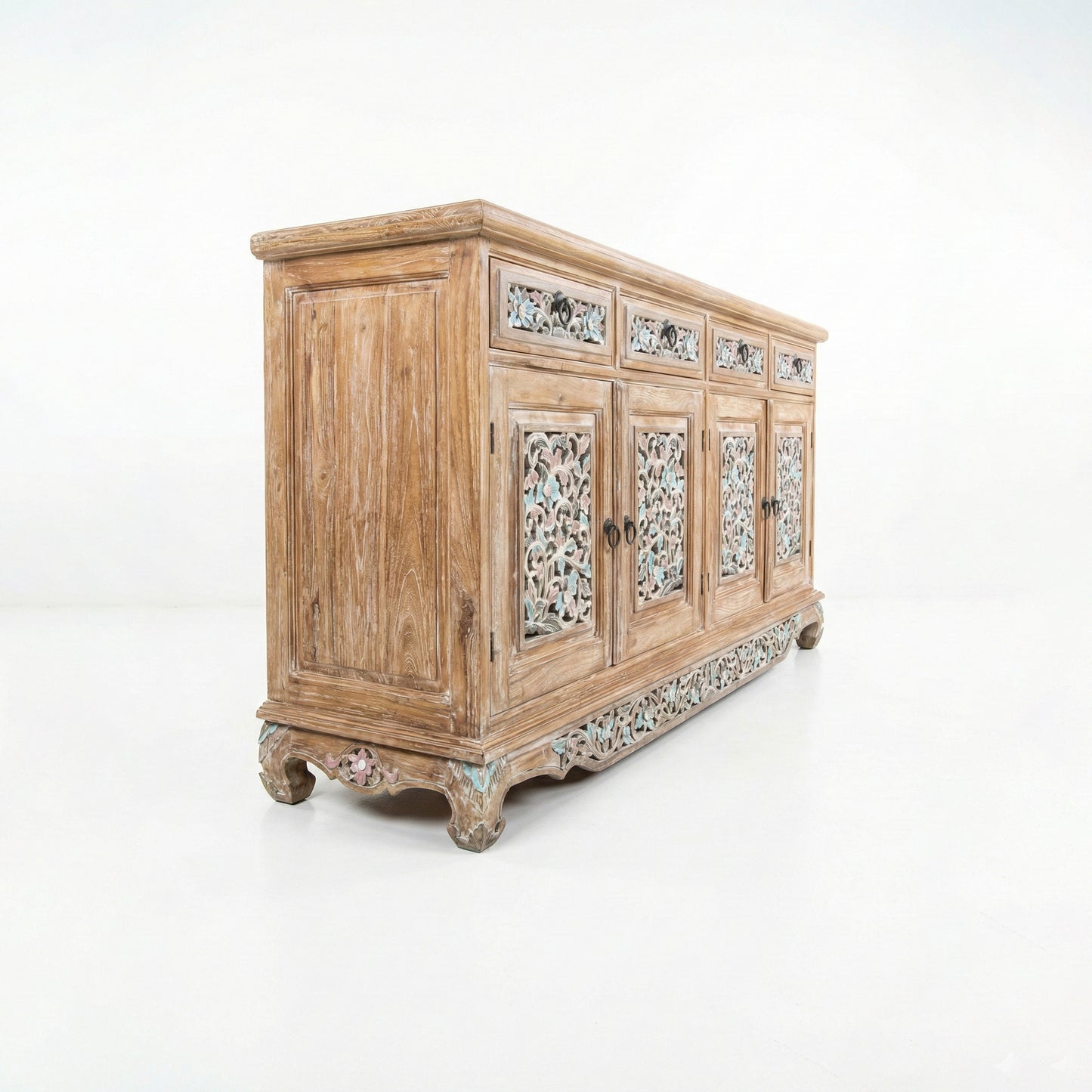 Wooden Carved Console Cabinet With Storage "Kirana" - 150 cm