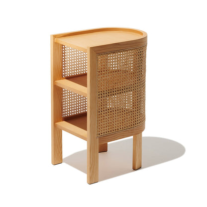 Kamboja Cane Night Stand in Natural & Walnut