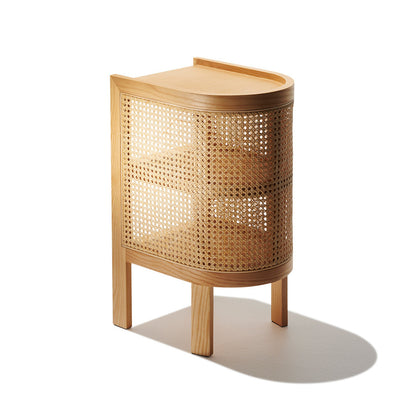 Kamboja Cane Night Stand in Natural & Walnut