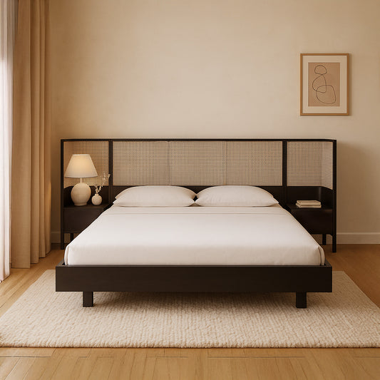 Rinjani Storage Bed in Black & Natural