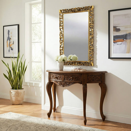 Hand Carved Mirror "Cempaka" - Gold Wash - 150 cm