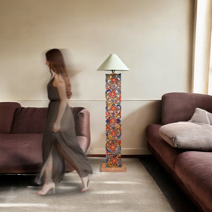 Carved Floor Lamp "Citta" – Multicolor Red – 150 cm