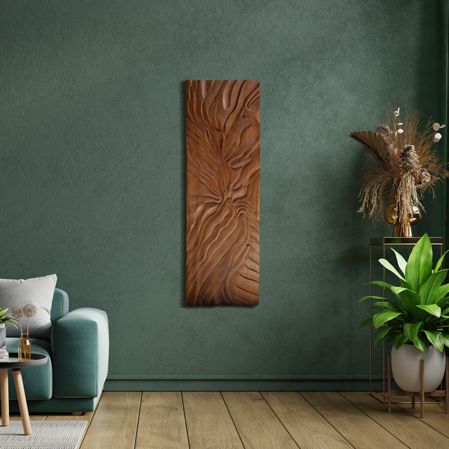 Wooden Sculpture Wall Decor - 150 cm - Suar Wood - Natural Oil finish