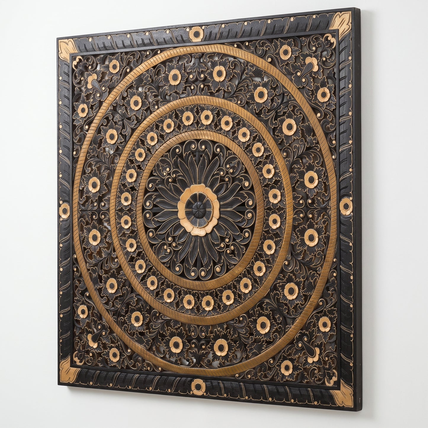 Carved Full Bed Headboard "Dianna" - Black