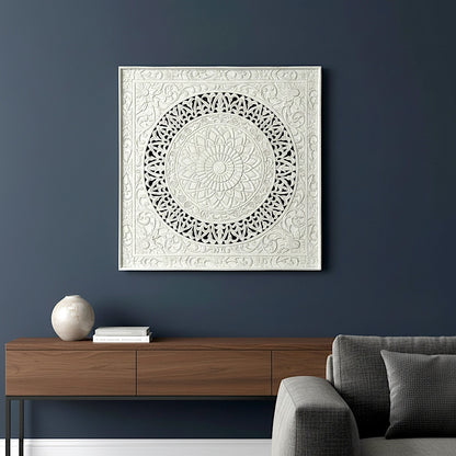 Carved Decorative Panel "Hati" - White Wash - 120 cm