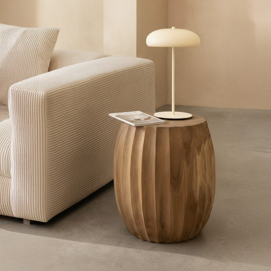 Sculptural Wooden Side Table / Stool 'Rimbana' in Natural - 40 x 45 cm
