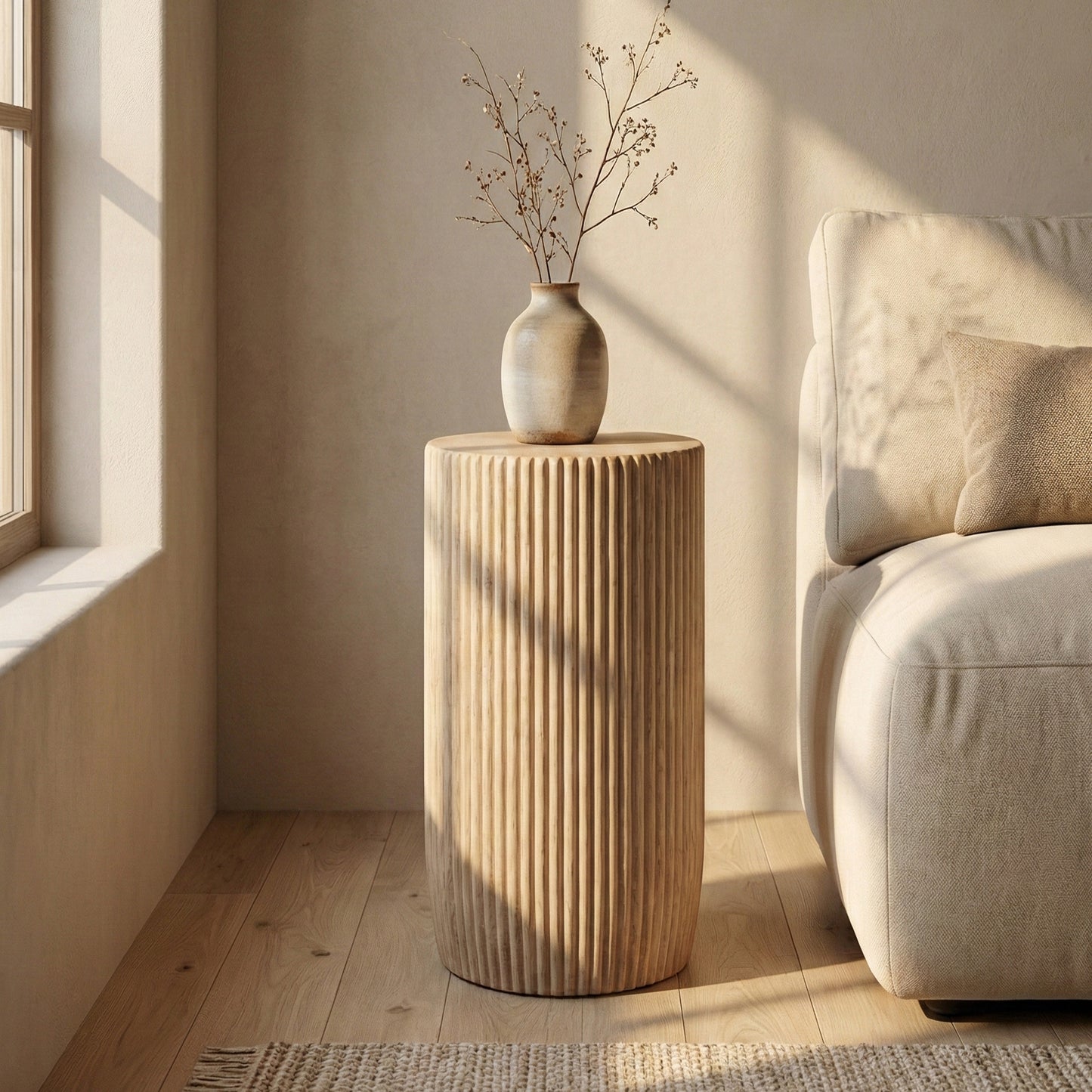 Wooden Side Table / Stool 'Modera' in Natural - 60 x 35 cm