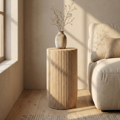 Wooden Side Table / Stool 'Modera' in Natural - 60 x 35 cm