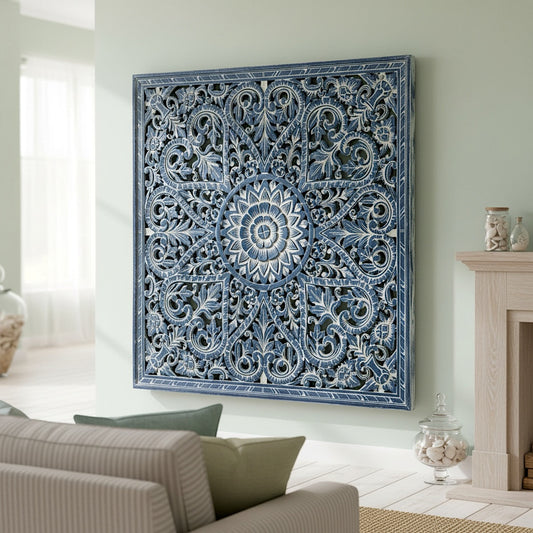 Decorative Panel "Jantung" in Navy Blue Wash - 110 cm