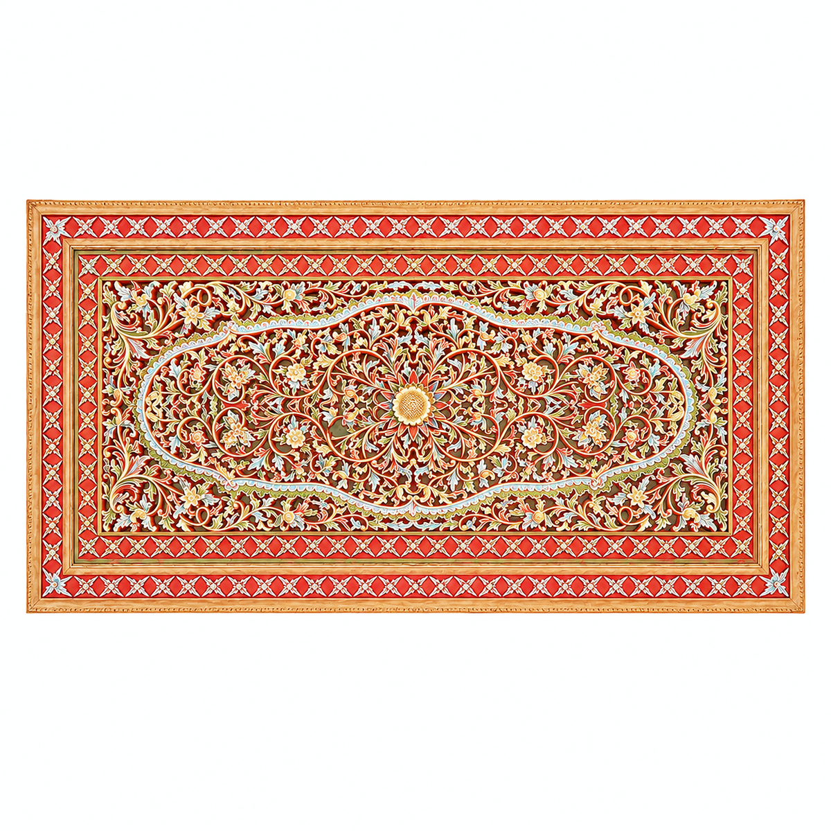 Carved Decorative Panel "Jimbaran" - Multicolor Red - 185 x 100 cm