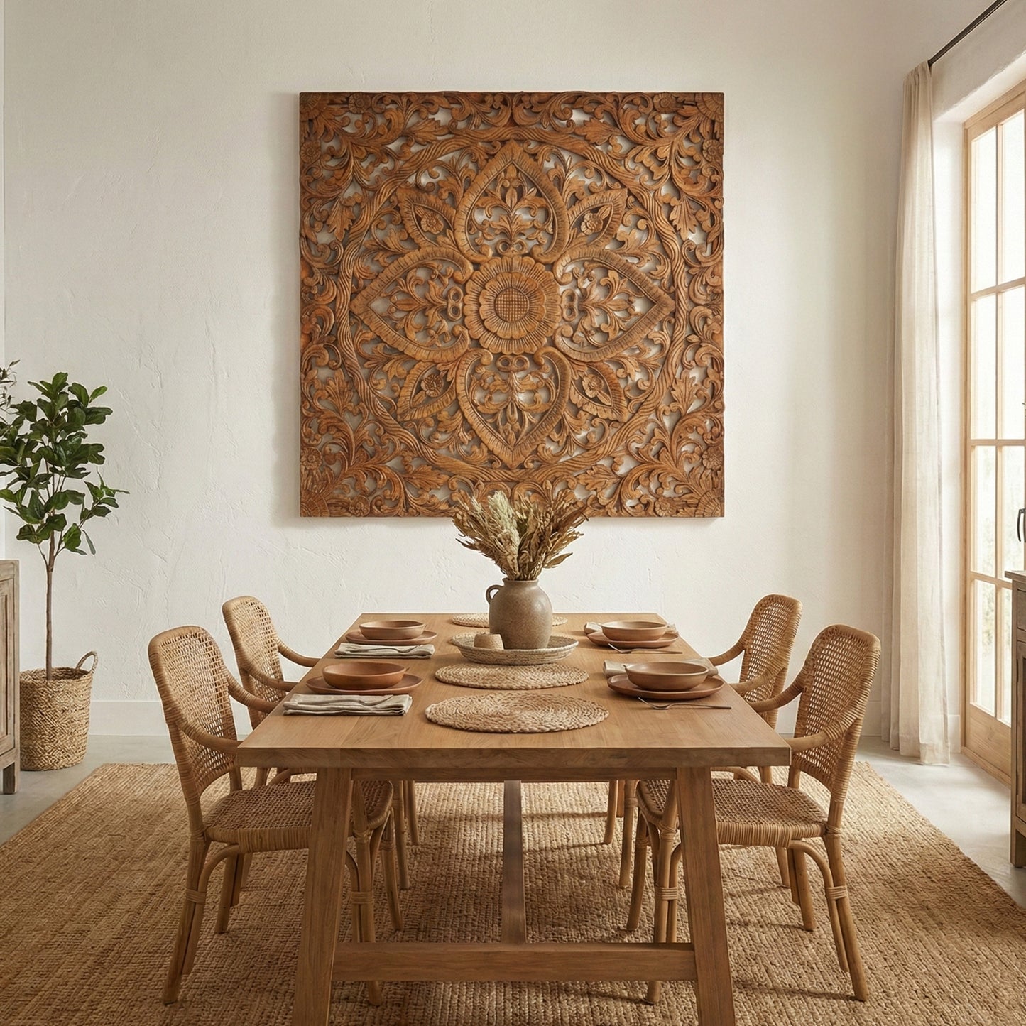 Carved Decorative Panel "Maliku" - 110 cm