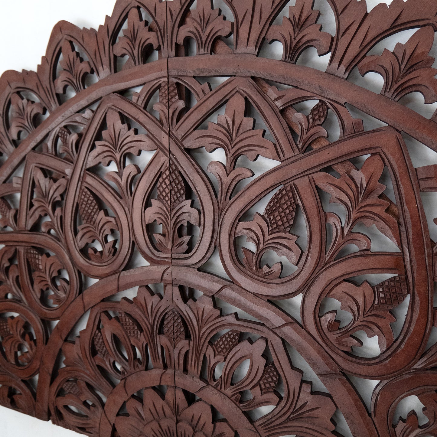 Carved Bed Headboard "Mahkota" - Brown