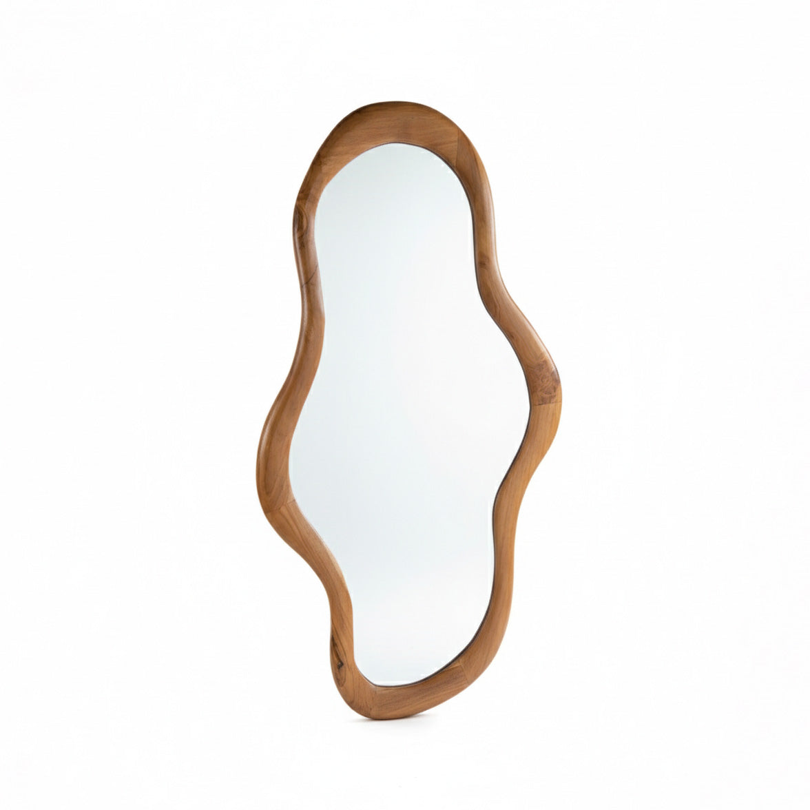 Wooden Organic Wavy Mirror 'Pagi' - Natural -  110 x 50 cm