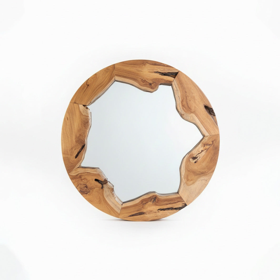 Wooden Organic Mirror "Teduh" - Natural - 50 cm