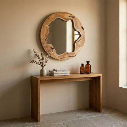 Wooden Organic Mirror "Teduh" - Natural - 50 cm