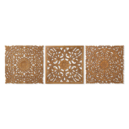 Set of 3 Decorative Panels "Pererenan" - Natural Brown - 50 x 50 cm