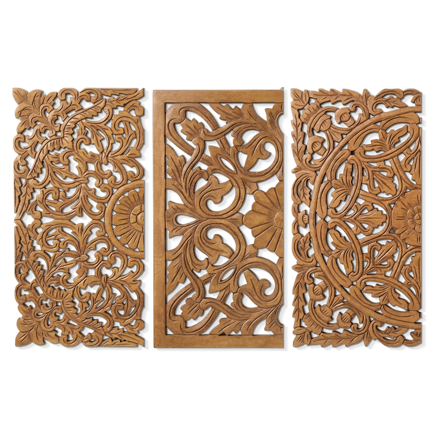 Set of 3 Decorative Panels "Pererenan" - Natural Brown - 50 x 50 cm