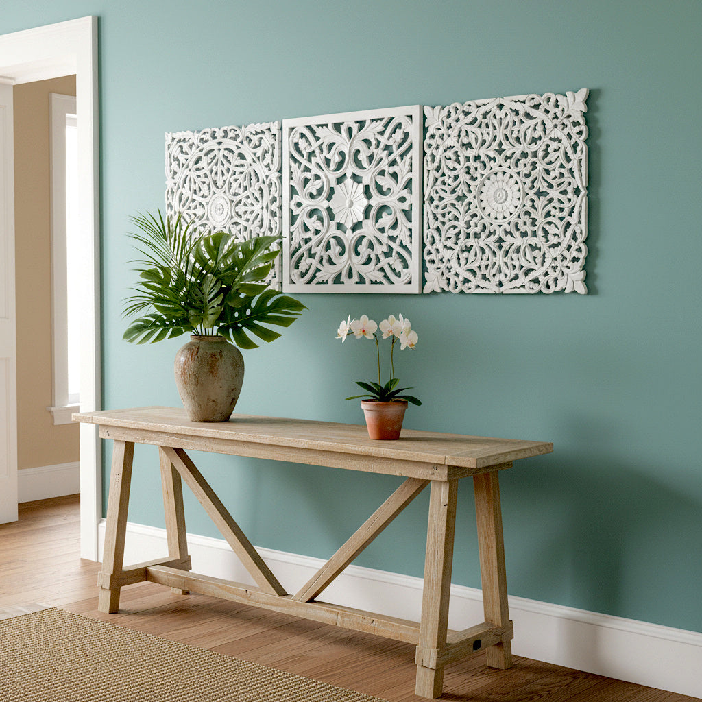 Set of 3 Decorative Panels "Pererenan" - Antic Wash - 50 cm each