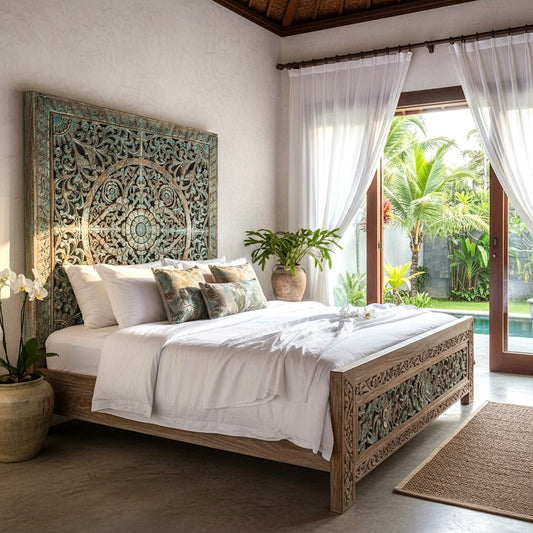 Carved Full Bed Headboard "Samudra"