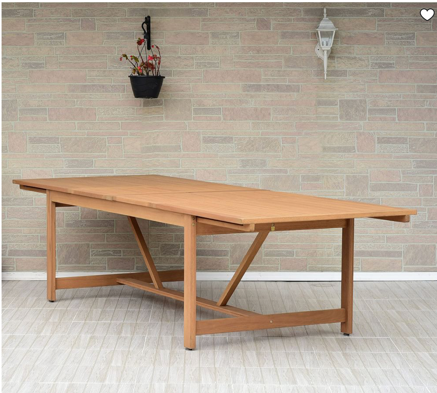 Extendable Outdoor Table 'Christine' - 1 leaf - 100 inches