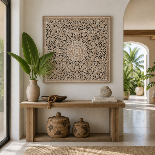 Carved Decorative Panel "Manusa" - Antic Wash - 100 x 100 cm