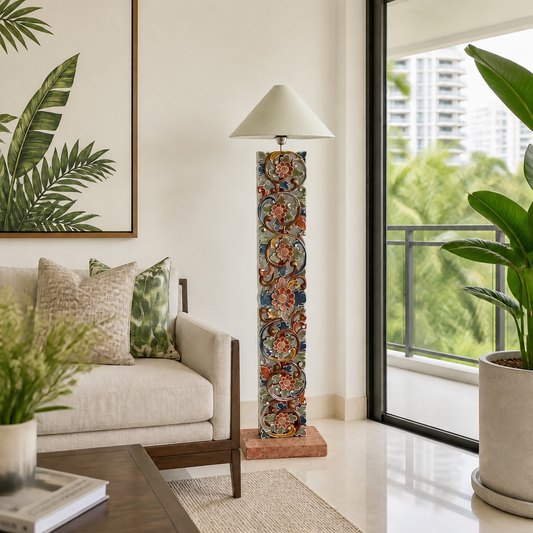 Carved Floor Lamp "Citta" – Multicolor Red – 150 cm