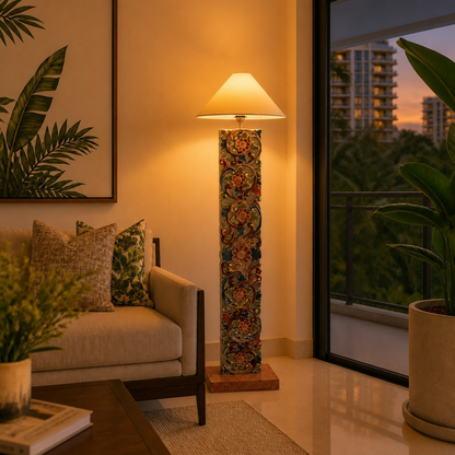 Carved Floor Lamp "Citta" – Multicolor Red – 150 cm