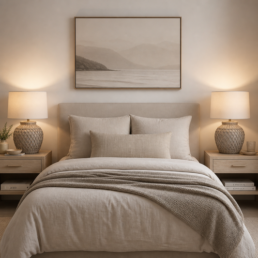 Ceramic & Rattan Table Lamp 'Tulipe'