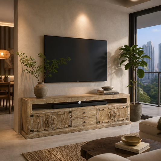 Wooden Media Console “Inggrid” – Natural Wash – 180 cm