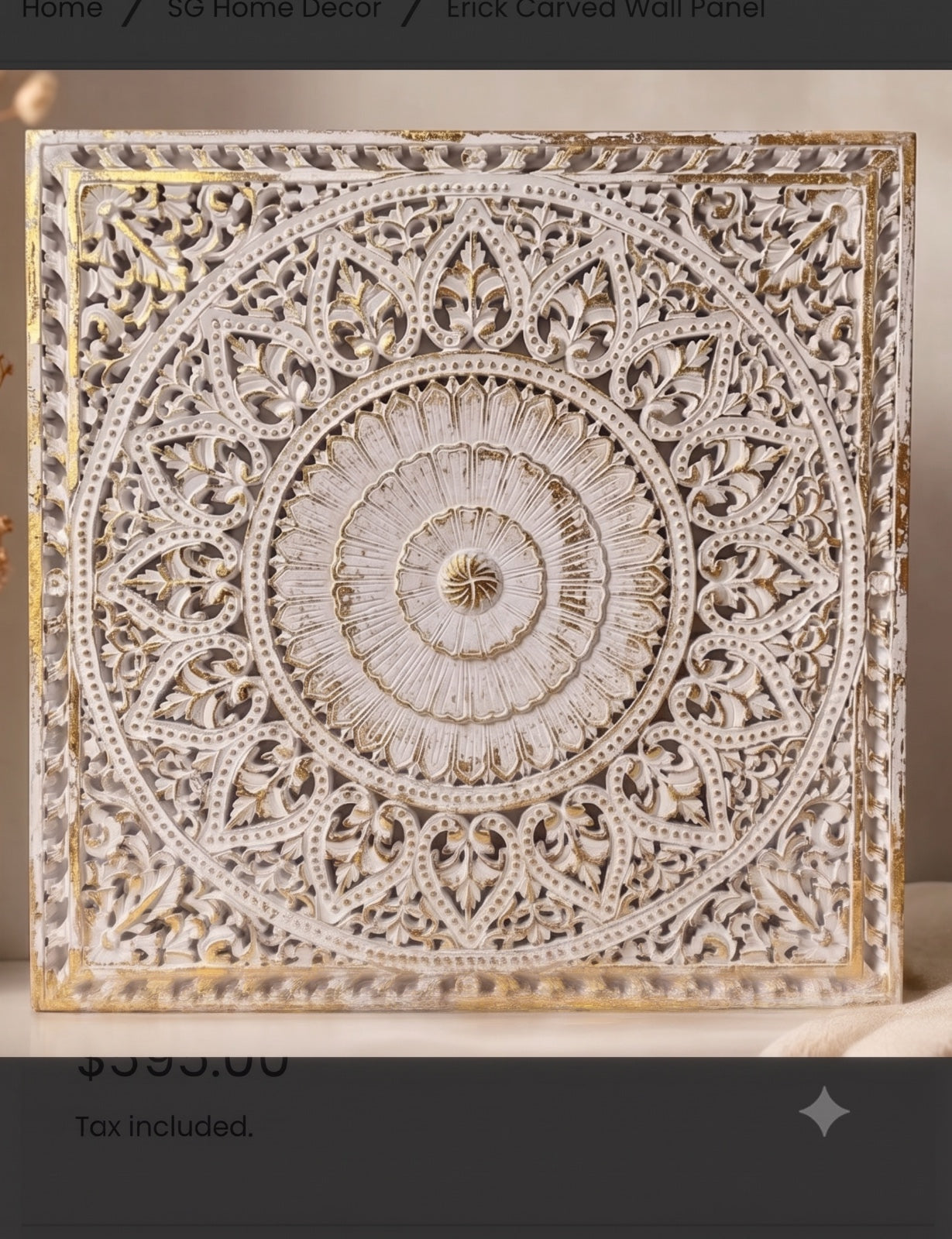 Custom Carved Decorative Panel "Cenik" - 145 cm - Gold Antic
