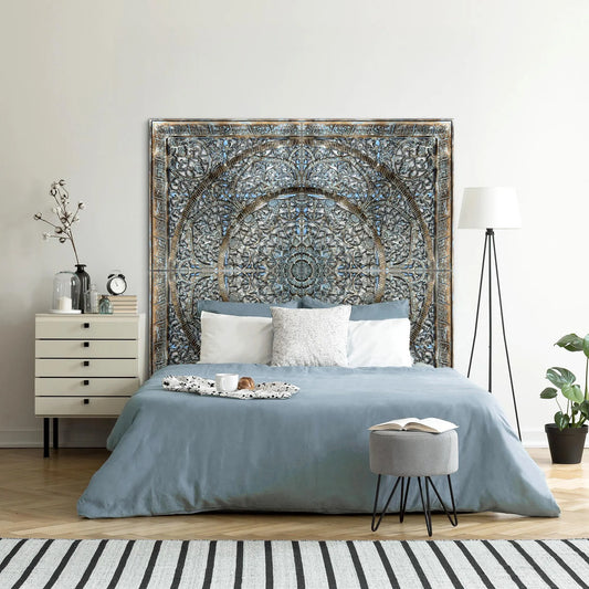 Giant Wood Wall Art / Full Bed Headboard "Manusa" - Blue - USA