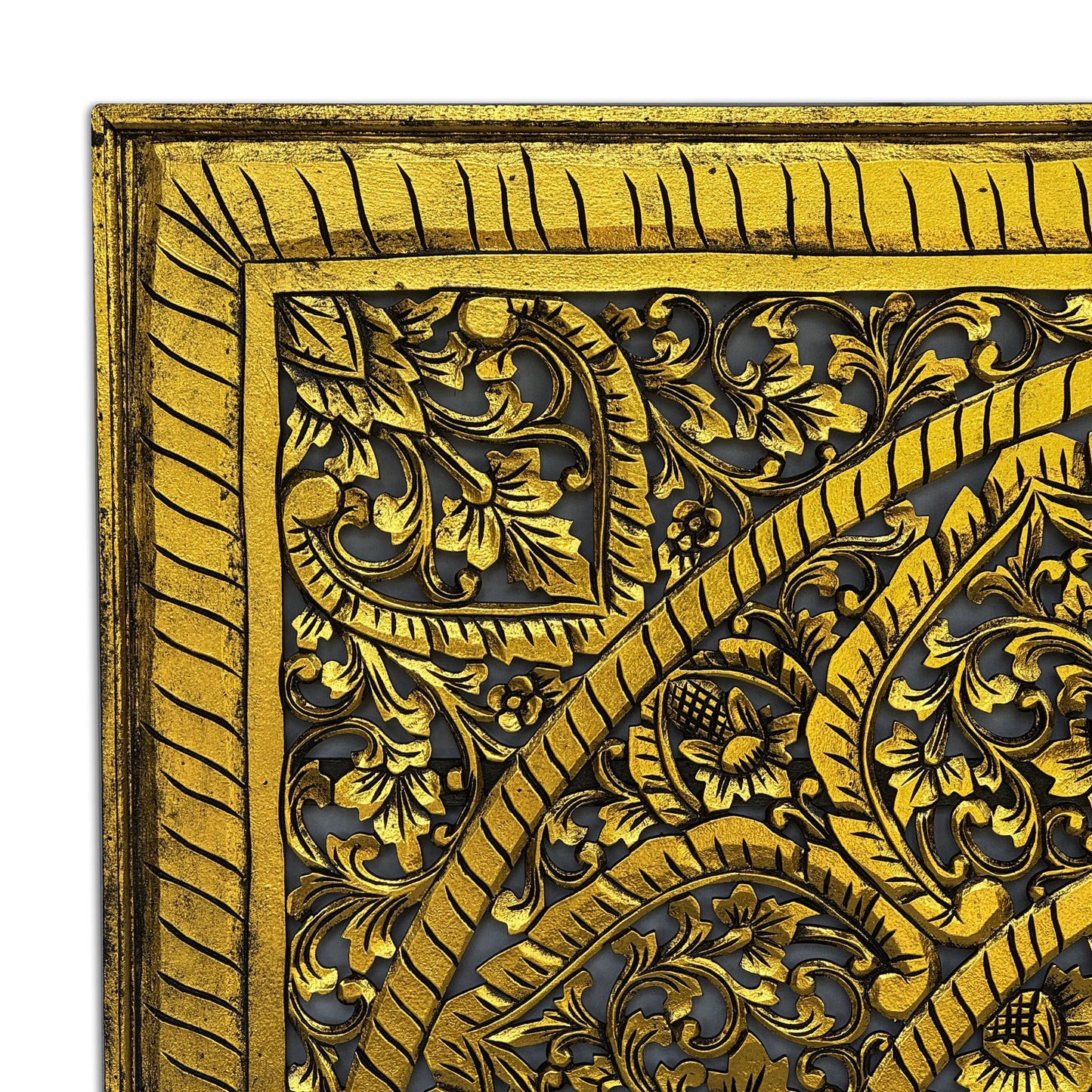 Carved Bed Headboard "Manusa" - Gold Antique