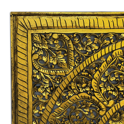 Carved Bed Headboard "Manusa" - Gold Antique